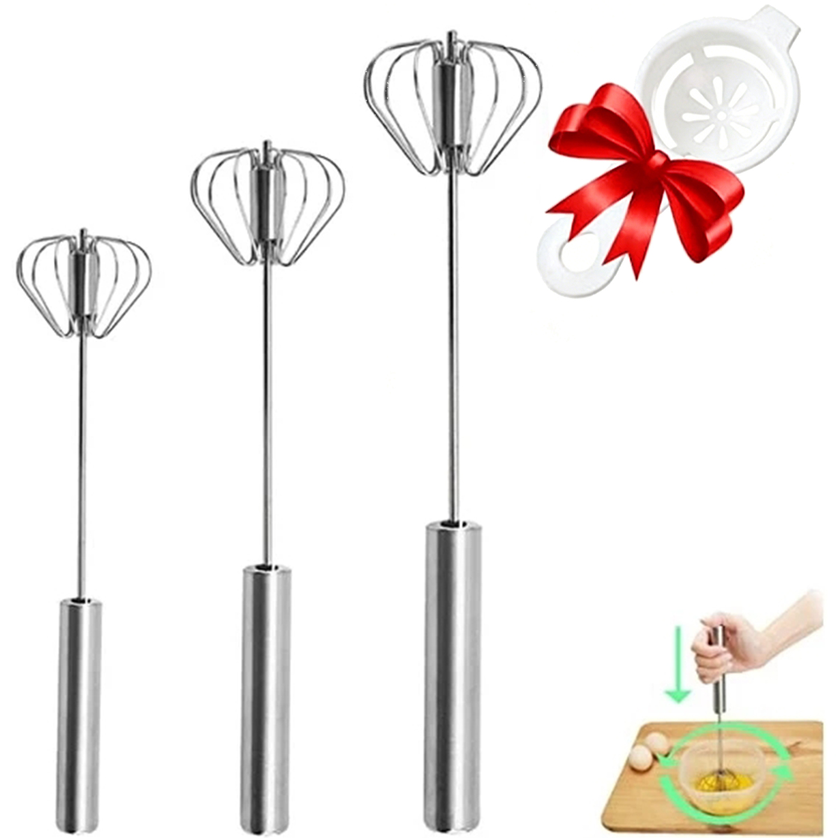 Kitchen Gadgets Blender - Batidor de huevos de acero inoxidable,